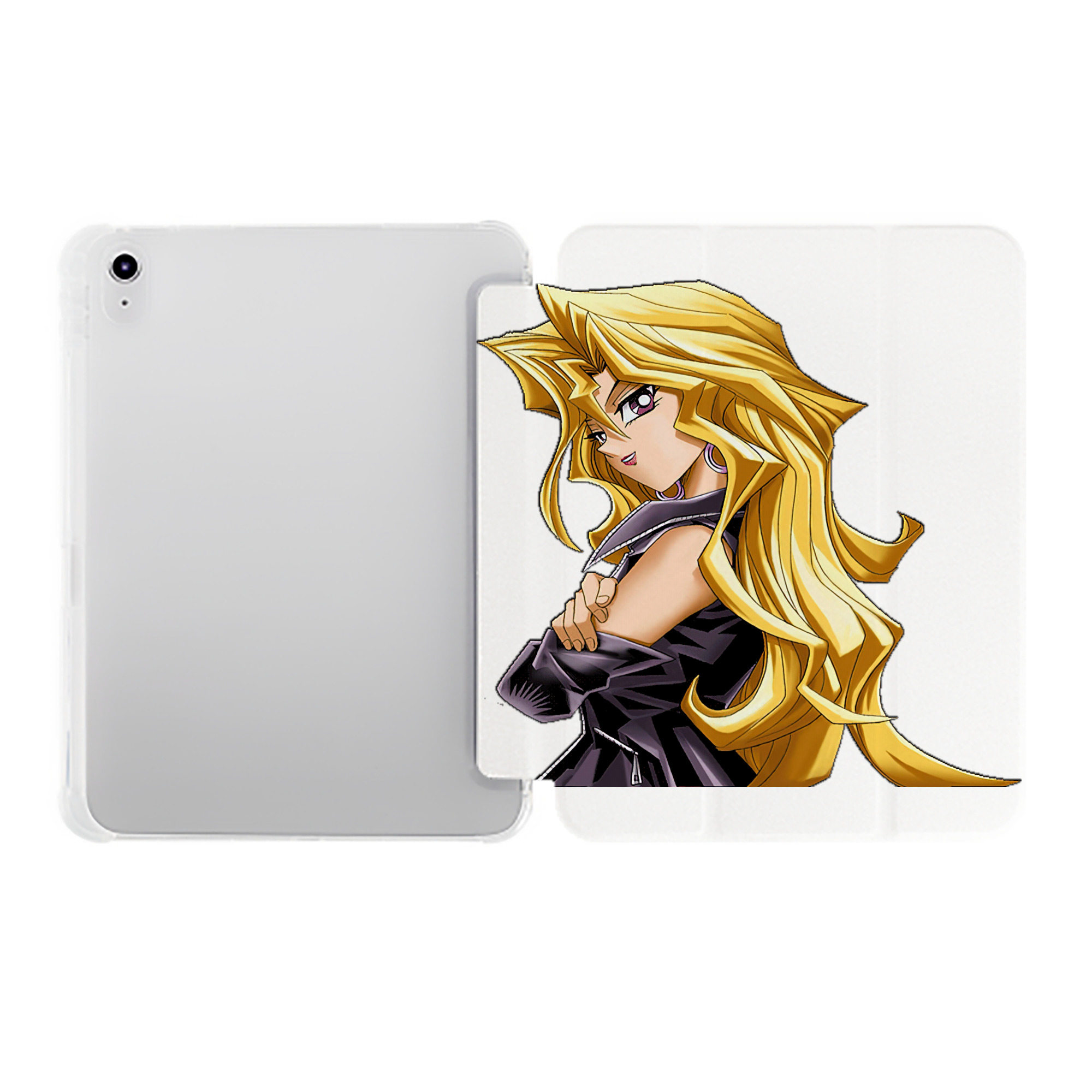 （画像用） 遊☆戯☆王 Yu-Gi-Oh! IPad ケース ペン収納付き 三つ折りスタンド PUレザー×シリコン 対応機種9.5/10.5/10.9インチ